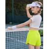 imageZaclotre Girls Athletic Shorts with Pockets Crossover Triple Layered 2 in 1 Kids Sport Cheer Workout Running ShortsNeon Green