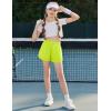 imageZaclotre Girls Athletic Shorts with Pockets Crossover Triple Layered 2 in 1 Kids Sport Cheer Workout Running ShortsNeon Green