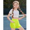 imageZaclotre Girls Athletic Shorts with Pockets Crossover Triple Layered 2 in 1 Kids Sport Cheer Workout Running ShortsNeon Green