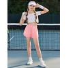 imageZaclotre Girls Athletic Shorts with Pockets Crossover Triple Layered 2 in 1 Kids Sport Cheer Workout Running ShortsPink