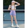 imageZaclotre Girls Athletic Shorts with Pockets Crossover Triple Layered 2 in 1 Kids Sport Cheer Workout Running ShortsPurple Gradient Leopard