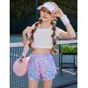 imageZaclotre Girls Athletic Shorts with Pockets Crossover Triple Layered 2 in 1 Kids Sport Cheer Workout Running ShortsPurple Gradient Leopard