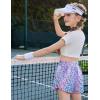 imageZaclotre Girls Athletic Shorts with Pockets Crossover Triple Layered 2 in 1 Kids Sport Cheer Workout Running ShortsPurple Gradient Leopard