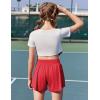 imageZaclotre Girls Athletic Shorts with Pockets Crossover Triple Layered 2 in 1 Kids Sport Cheer Workout Running ShortsRed