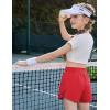 imageZaclotre Girls Athletic Shorts with Pockets Crossover Triple Layered 2 in 1 Kids Sport Cheer Workout Running ShortsRed