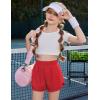 imageZaclotre Girls Athletic Shorts with Pockets Crossover Triple Layered 2 in 1 Kids Sport Cheer Workout Running ShortsRed