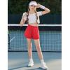 imageZaclotre Girls Athletic Shorts with Pockets Crossover Triple Layered 2 in 1 Kids Sport Cheer Workout Running ShortsRed