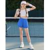 imageZaclotre Girls Athletic Shorts with Pockets Crossover Triple Layered 2 in 1 Kids Sport Cheer Workout Running ShortsRoyal Blue
