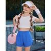 imageZaclotre Girls Athletic Shorts with Pockets Crossover Triple Layered 2 in 1 Kids Sport Cheer Workout Running ShortsRoyal Blue