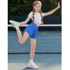 imageZaclotre Girls Athletic Shorts with Pockets Crossover Triple Layered 2 in 1 Kids Sport Cheer Workout Running ShortsRoyal Blue