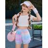imageZaclotre Girls Athletic Shorts with Pockets Crossover Triple Layered 2 in 1 Kids Sport Cheer Workout Running ShortsTie Dye
