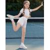 imageZaclotre Girls Athletic Shorts with Pockets Crossover Triple Layered 2 in 1 Kids Sport Cheer Workout Running ShortsWhite