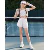 imageZaclotre Girls Athletic Shorts with Pockets Crossover Triple Layered 2 in 1 Kids Sport Cheer Workout Running ShortsWhite