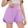 imageZaclotre Girls Athletic Shorts with Pockets Crossover Triple Layered 2 in 1 Kids Sport Cheer Workout Running ShortsLavender