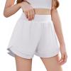 imageZaclotre Girls Athletic Shorts with Pockets Crossover Triple Layered 2 in 1 Kids Sport Cheer Workout Running ShortsWhite