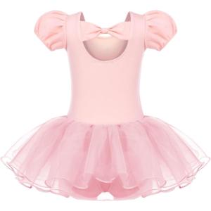 imageZaclotre Ballet Leotards for Girls with Tutu Ruffle Sleeve Bow Back Dance Dress Sparkly Ballerina Outfit