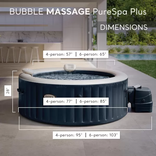 INTEX 28429EP PureSpa Plus Bubble Massage Spa Set Includes Energy Efficient Spa Cover  2 Contoured Headrest  LED Light  4 Person Capacity  77quot x 28quotCobalt