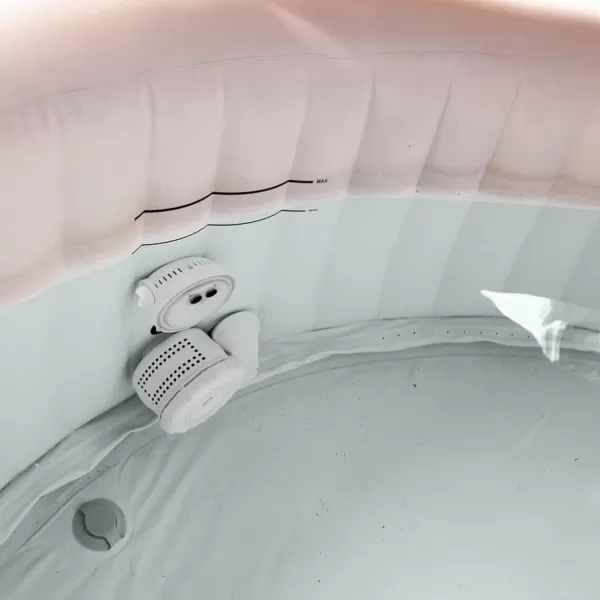 INTEX 28429EP PureSpa Plus Bubble Massage Spa Set Includes Energy Efficient Spa Cover  2 Contoured Headrest  LED Light  4 Person Capacity  77quot x 28quotSahara