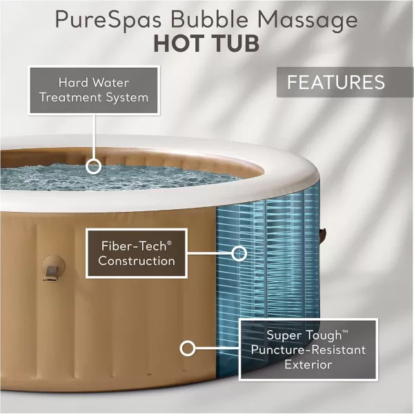 INTEX 28429EP PureSpa Plus Bubble Massage Spa Set Includes Energy Efficient Spa Cover  2 Contoured Headrest  LED Light  4 Person Capacity  77quot x 28quotSahara
