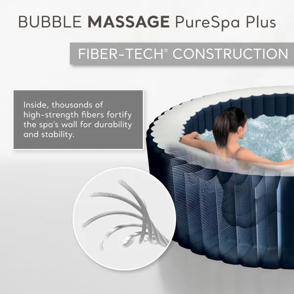 INTEX 28429EP PureSpa Plus Bubble Massage Spa Set Includes Energy Efficient Spa Cover  2 Contoured Headrest  LED Light  4 Person Capacity  77quot x 28quotCobalt