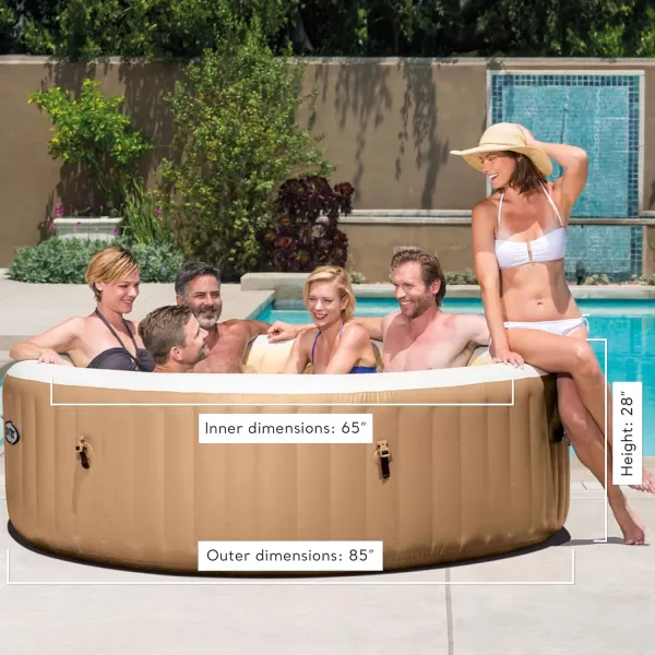 INTEX 28429EP PureSpa Plus Bubble Massage Spa Set Includes Energy Efficient Spa Cover  2 Contoured Headrest  LED Light  4 Person Capacity  77quot x 28quotSahara