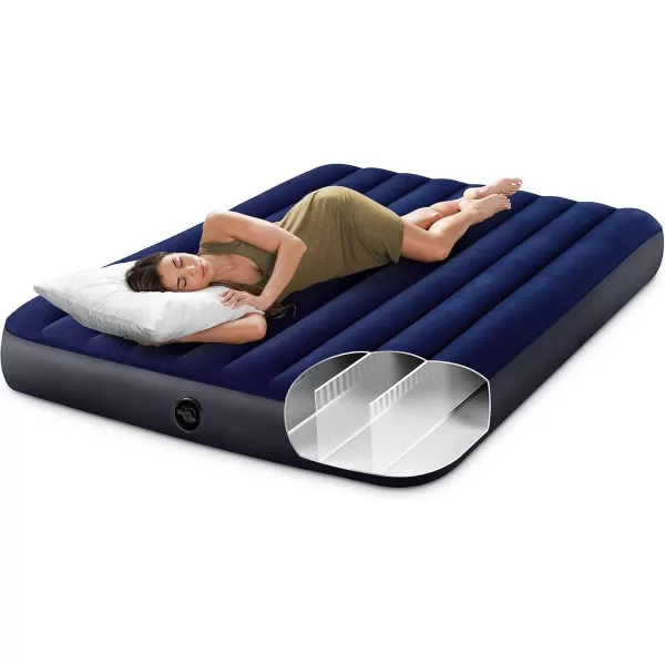 INTEX 64758E DuraBeam Standard Downy Air Mattress FiberTech Full Size 10in Bed Height 600lb Weight Capacity Pump Sold SeparatelyQueen