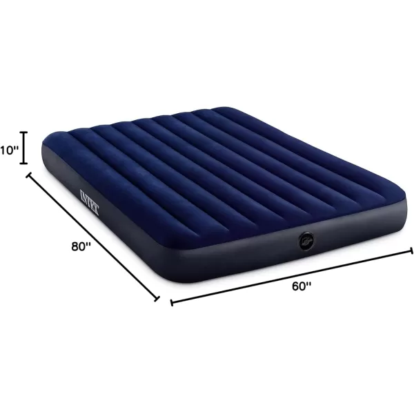 INTEX 64758E DuraBeam Standard Downy Air Mattress FiberTech Full Size 10in Bed Height 600lb Weight Capacity Pump Sold SeparatelyQueen