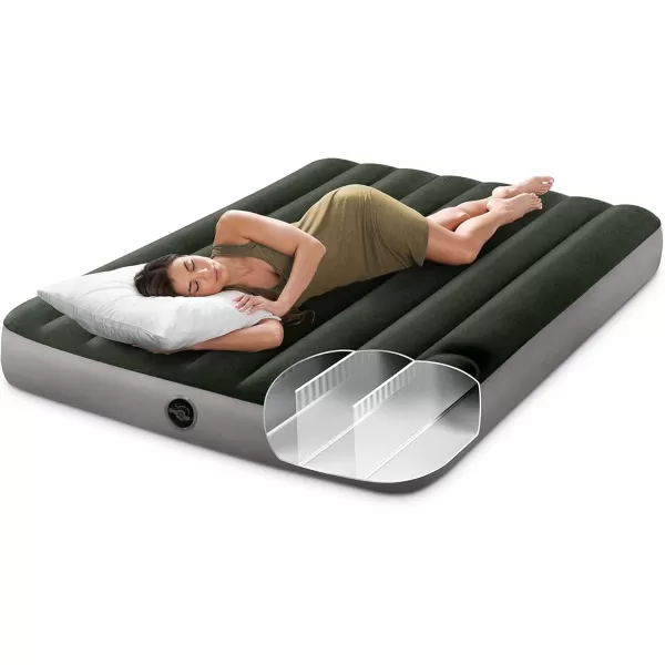 INTEX 64779E DuraBeam Standard Prestige Air Mattress FiberTech  Queen Size  HandHeld Battery Pump  10in Bed Height  600lb Weight CapacityFull