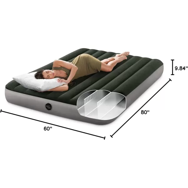 INTEX 64779E DuraBeam Standard Prestige Air Mattress FiberTech  Queen Size  HandHeld Battery Pump  10in Bed Height  600lb Weight CapacityQueen