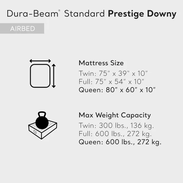 INTEX 64779E DuraBeam Standard Prestige Air Mattress FiberTech  Queen Size  HandHeld Battery Pump  10in Bed Height  600lb Weight CapacityQueen US Standard