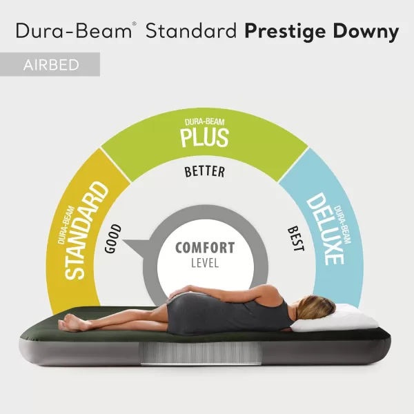INTEX 64779E DuraBeam Standard Prestige Air Mattress FiberTech  Queen Size  HandHeld Battery Pump  10in Bed Height  600lb Weight CapacityQueen US Standard