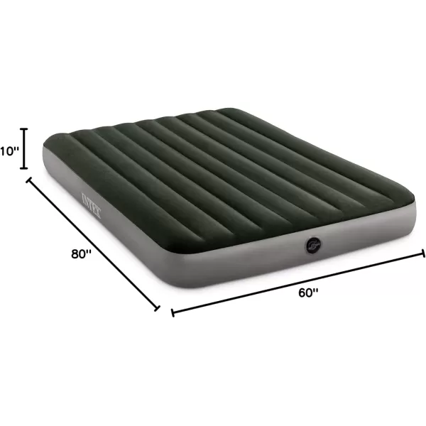INTEX 64779E DuraBeam Standard Prestige Air Mattress FiberTech  Queen Size  HandHeld Battery Pump  10in Bed Height  600lb Weight CapacityQueen US Standard