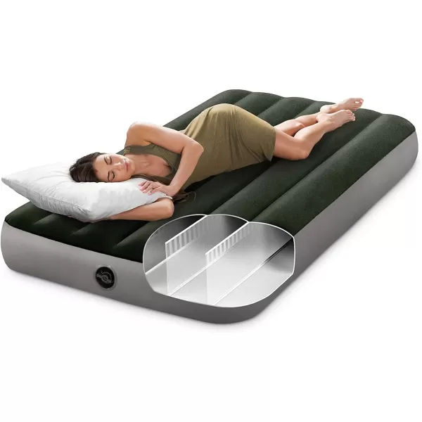INTEX 64779E DuraBeam Standard Prestige Air Mattress FiberTech  Queen Size  HandHeld Battery Pump  10in Bed Height  600lb Weight CapacityTwin