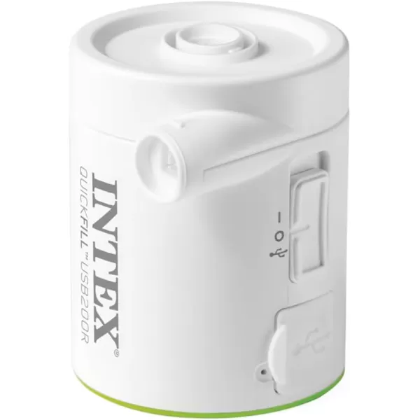 INTEX 66637E QuickFill USB Rechargeable Air Pump Inflatates and Deflates Air Mattresses  Includes 2 Interrconnecting Nozzles  Lightweight and Portable  200 LMin Air Flow  Indoor and Outdoor Use