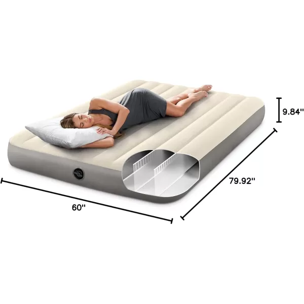 Intex 64102E DuraBeam Standard SingleHigh Air Mattress FiberTech  Full Size  10in Bed Height  600lb Weight Capacity  Pump Sold SeparatelyQueen
