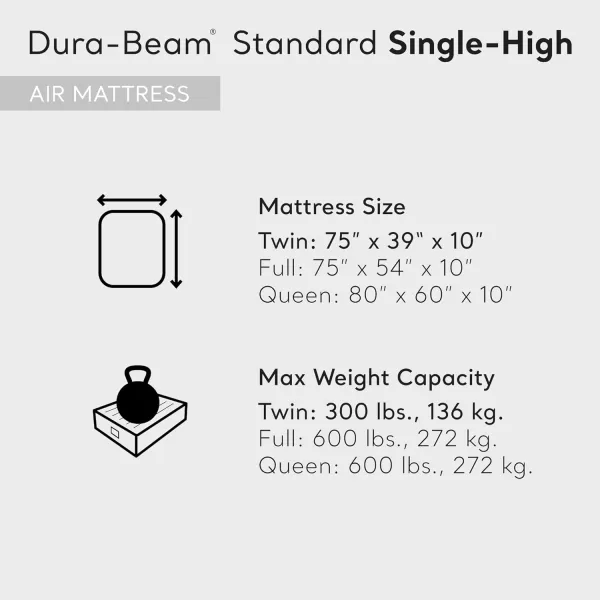 Intex 64102E DuraBeam Standard SingleHigh Air Mattress FiberTech  Full Size  10in Bed Height  600lb Weight Capacity  Pump Sold SeparatelyTwin
