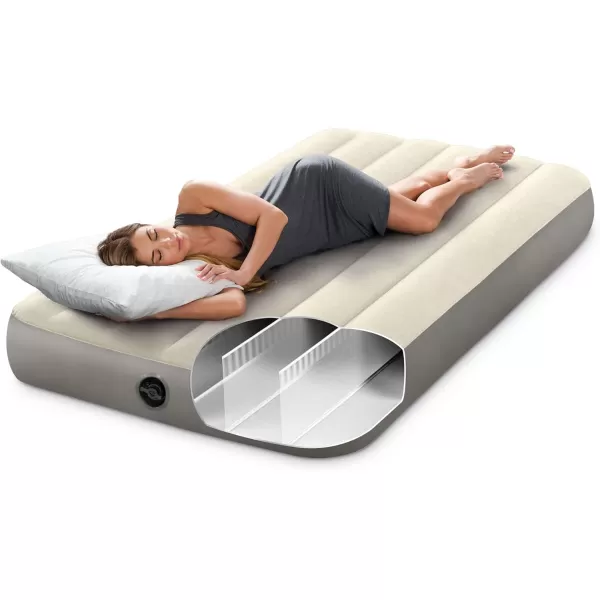 Intex 64102E DuraBeam Standard SingleHigh Air Mattress FiberTech  Full Size  10in Bed Height  600lb Weight Capacity  Pump Sold SeparatelyTwin