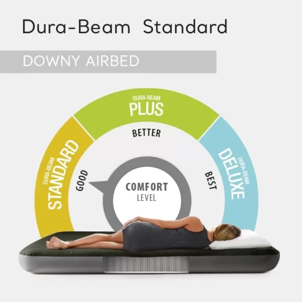 Intex 64763E DuraBeam Standard Downy Air Mattress FiberTech  Queen Size  Builtin Foot Pump  10in Bed Height  600lb Weight CapacityFull