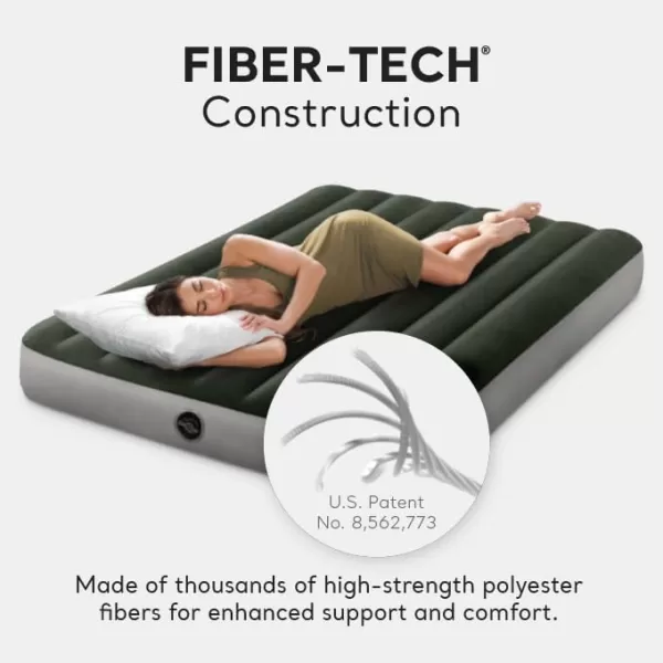 Intex 64763E DuraBeam Standard Downy Air Mattress FiberTech  Queen Size  Builtin Foot Pump  10in Bed Height  600lb Weight CapacityFull