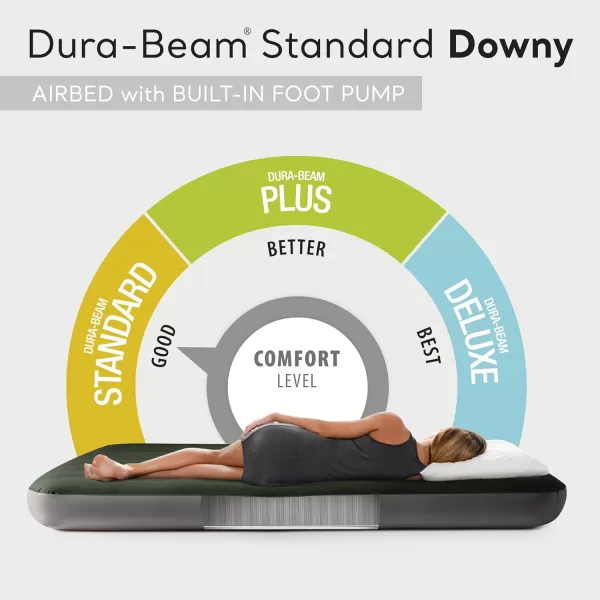Intex 64763E DuraBeam Standard Downy Air Mattress FiberTech  Queen Size  Builtin Foot Pump  10in Bed Height  600lb Weight CapacityQueen