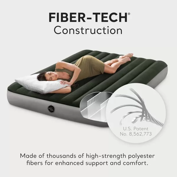 Intex 64763E DuraBeam Standard Downy Air Mattress FiberTech  Queen Size  Builtin Foot Pump  10in Bed Height  600lb Weight CapacityQueen