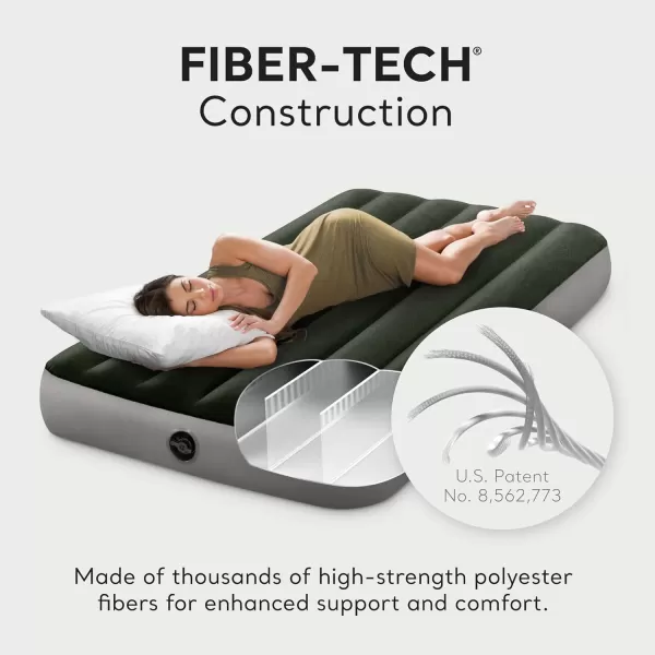 Intex 64763E DuraBeam Standard Downy Air Mattress FiberTech  Queen Size  Builtin Foot Pump  10in Bed Height  600lb Weight CapacityTwin