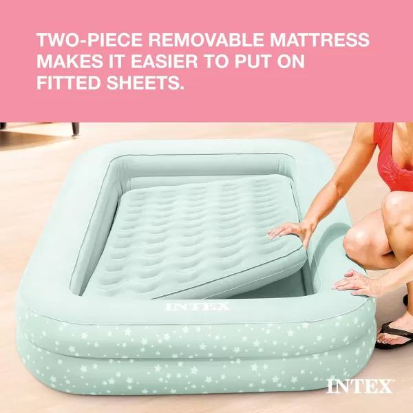 Intex 66810EP Inflatable Kidz Travel Bed Set Includes Hand Pump and Carry Bag  Removable Mattress  Quick Inflation  Indoor Use  28quot x 52 x 4