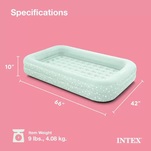 Intex 66810EP Inflatable Kidz Travel Bed Set Includes Hand Pump and Carry Bag  Removable Mattress  Quick Inflation  Indoor Use  28quot x 52 x 4