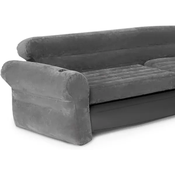 Intex 68575EP Inflatable Corner Sofa LShaped  Indoor Use  2in1 Valve  880lb Weight Capacity  101 x 80 x 30Grey