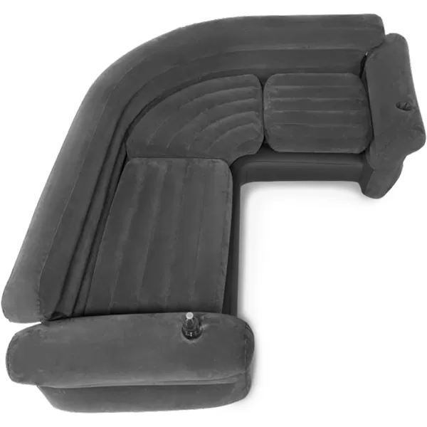Intex 68575EP Inflatable Corner Sofa LShaped  Indoor Use  2in1 Valve  880lb Weight Capacity  101 x 80 x 30Grey