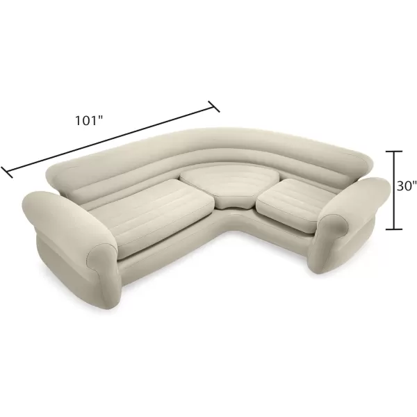 Intex 68575EP Inflatable Corner Sofa LShaped  Indoor Use  2in1 Valve  880lb Weight Capacity  101 x 80 x 30Tan