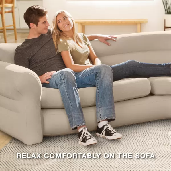 Intex 68575EP Inflatable Corner Sofa LShaped  Indoor Use  2in1 Valve  880lb Weight Capacity  101 x 80 x 30Tan