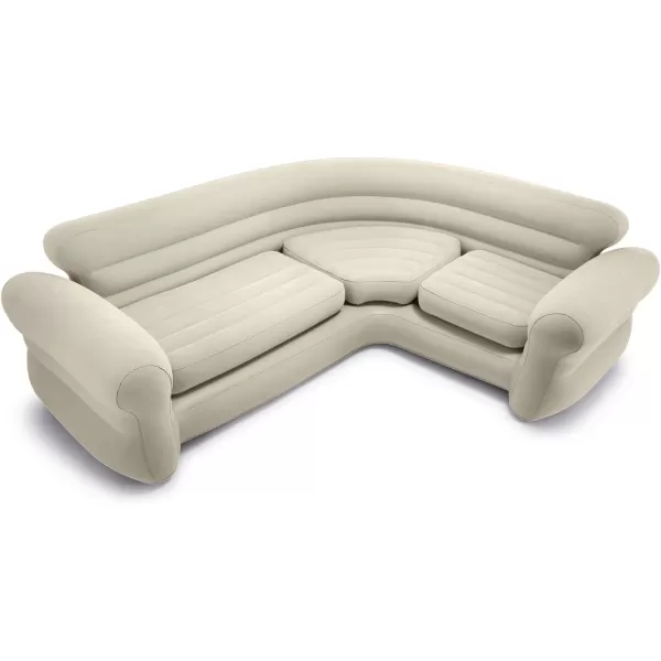 Intex 68575EP Inflatable Corner Sofa LShaped  Indoor Use  2in1 Valve  880lb Weight Capacity  101 x 80 x 30Tan