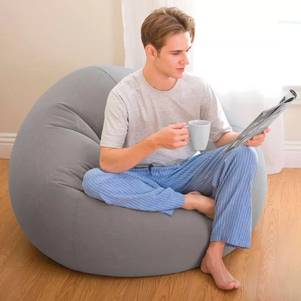 Intex 68579EP Beanless Bag Inflatable Lounge Chair Corduroy Textured Flocking  Durable Vinyl  Folds Compactly  220lb Weight Capacity  45quot x 45quot x 28quot